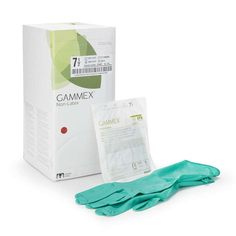 Gammex® Non-Latex Polyisoprene Surgical Glove, Size 7.5, Green, Sold As 50/Box Ansell 8515