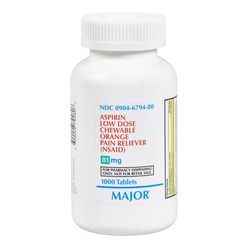 Major® Low Dose Chewable Aspirin, Orange Flavor, Sold As 1/Bottle Major 00904679480