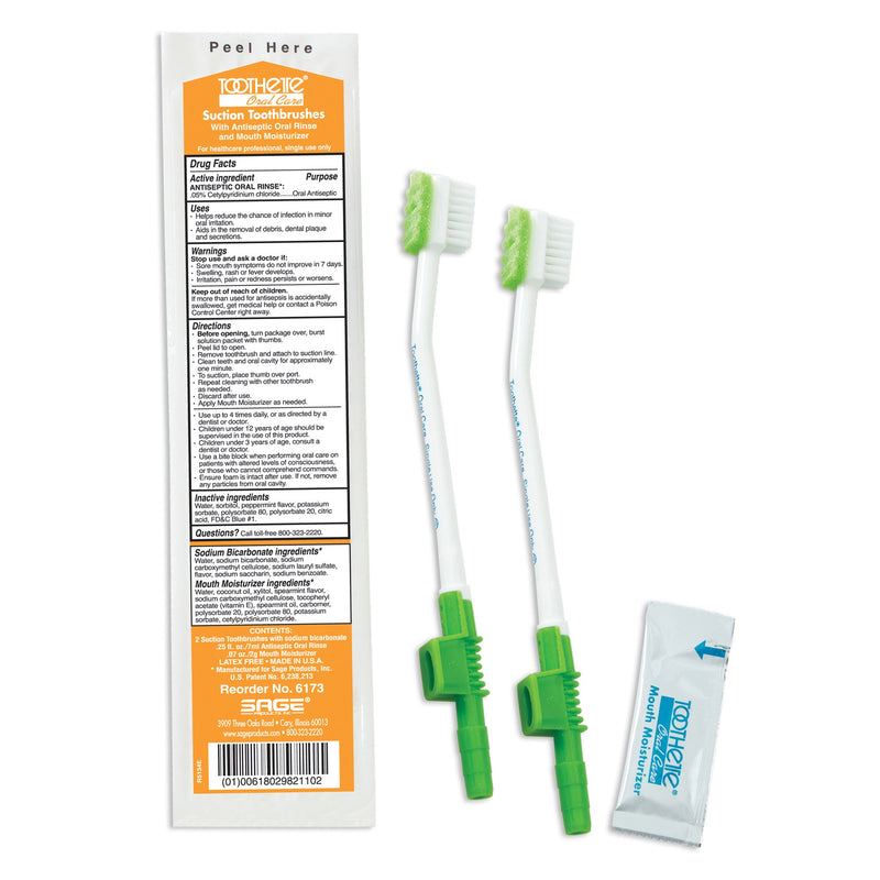 Toothette® Suction Toothbrush Kit With Oral Rinse, Sold As 1/Pack Sage 6173