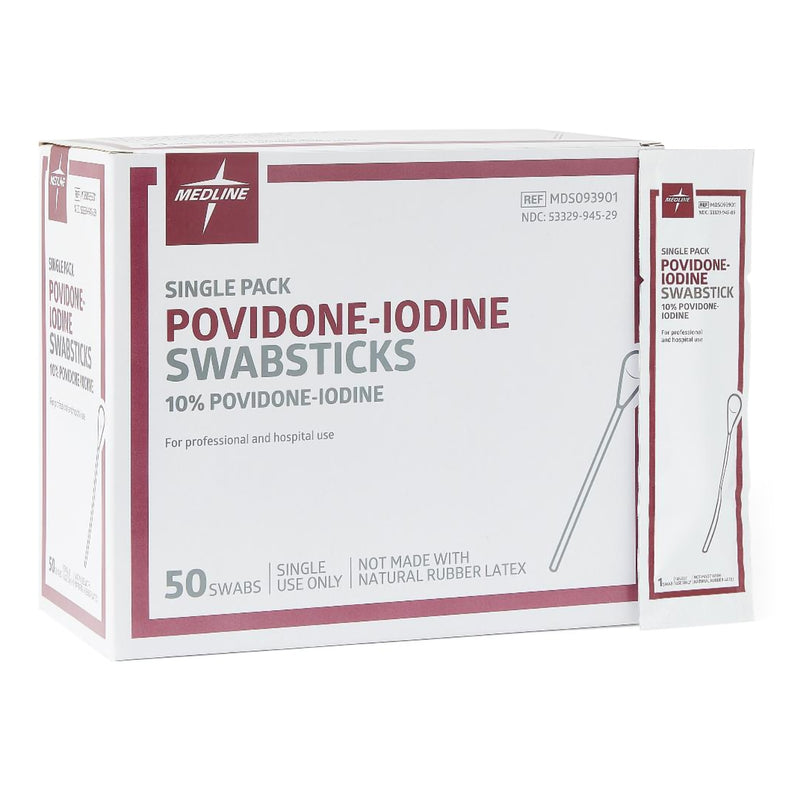 Medline Povidone Iodine Swabsticks, Sold As 500/Case Medline Mds093901
