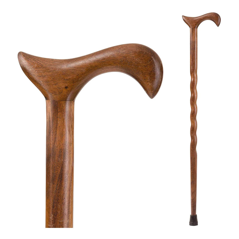 Brazos™ Twisted Walnut Derby Handcrafted Walking Cane, 34-Inch Height, Sold As 1/Each Mabis 502-3000-0093