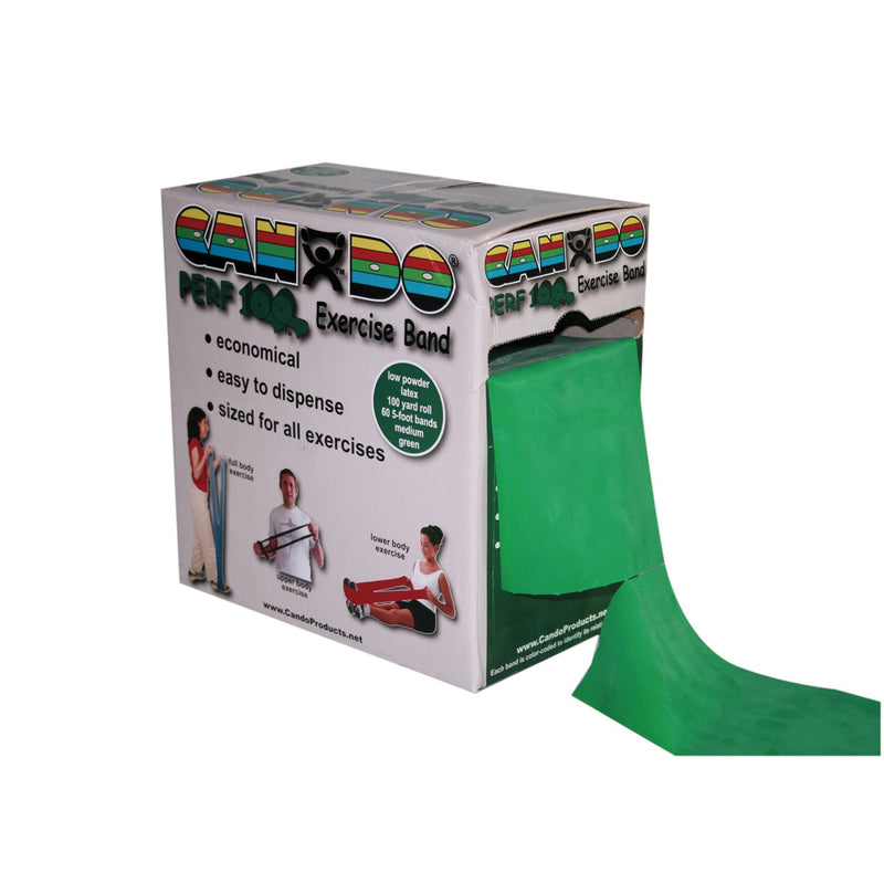 Cando® Perf 100™ Exercise Resistance Band, Green, 5 Inch X 100 Yard, Medium Resistance, Sold As 1/Each Fabrication 10-5693