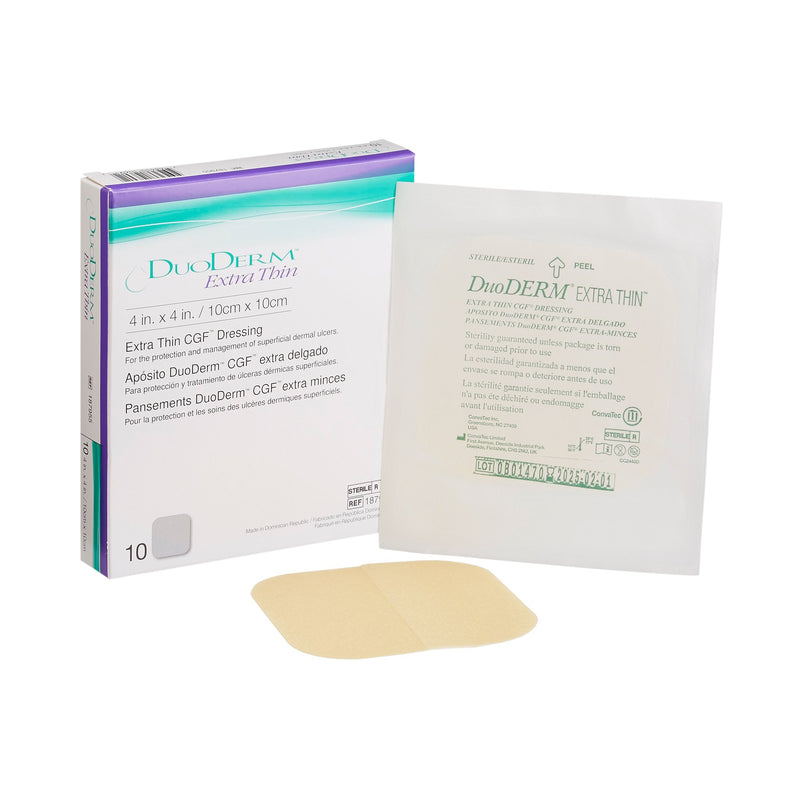 Duoderm® Extra Thin Hydrocolloid Dressing, 4 X 4 Inch, Sold As 10/Box Convatec 187955