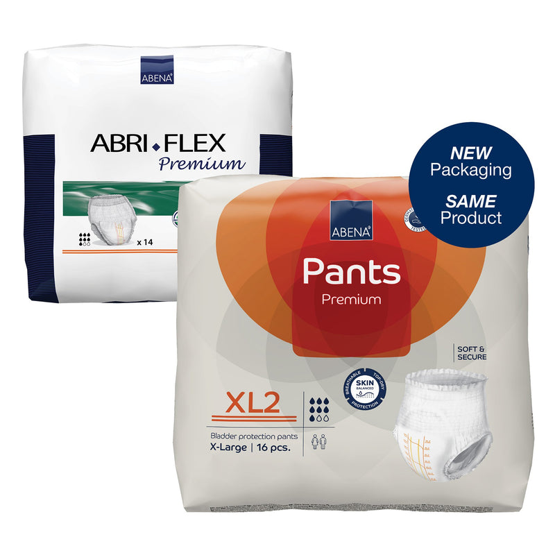 UNISEX ADULT ABSORBENT UNDERWEAR ABRI-FLEX™ PREMIUM XL2 PULL ON WITH TEAR AWAY SEAMS X-LARGE DISPOSABLE H, SOLD AS 14/BAG, ABENA 41090