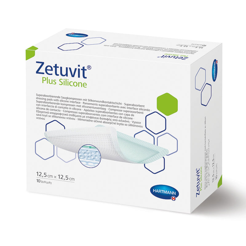 Zetuvit® Plus Silicone Super Absorbent Dressing, 4 X 8 Inch, Sold As 1/Each Hartmann 413116