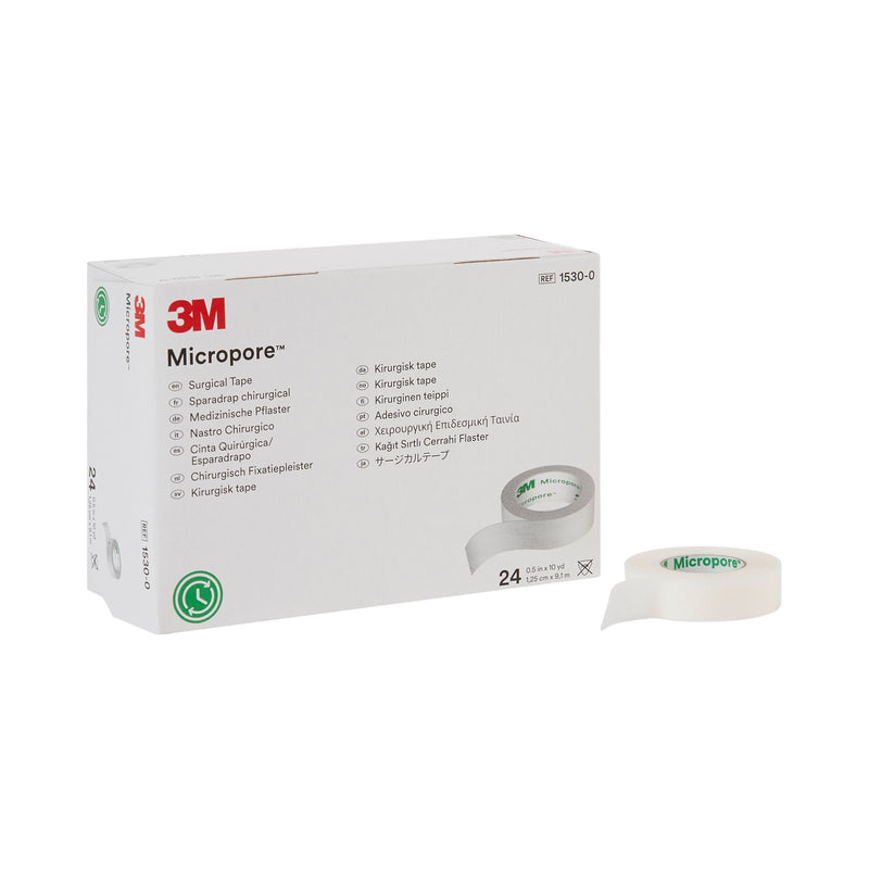 3M™ Micropore™ Paper Medical Tape, 1/2 Inch X 10 Yard, White, Sold As 240/Case 3M 1530-0