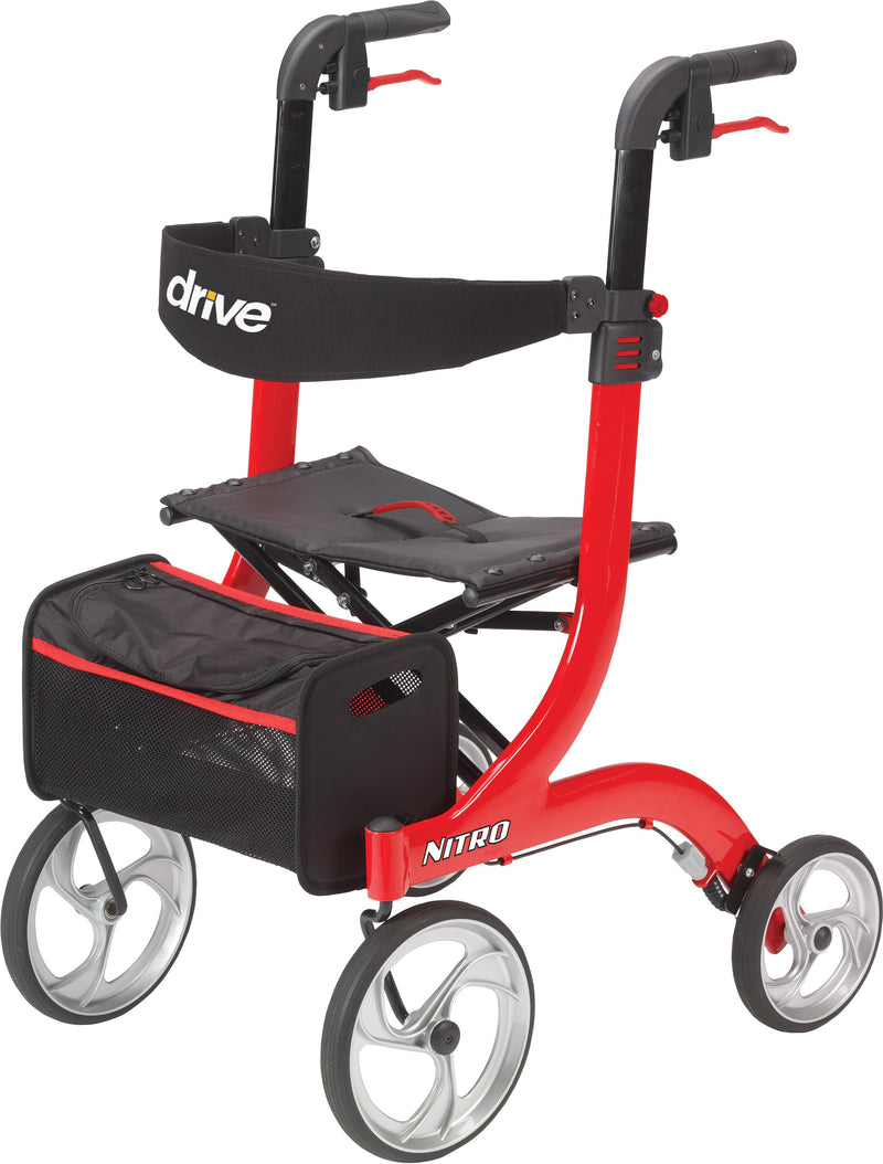 Drive™ Nitro Four-Wheel Rollator, Red, Sold As 1/Each Drive Rtl10266
