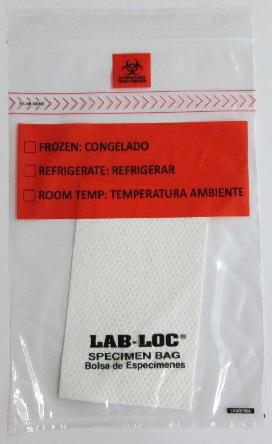 Lab-Loc® Specimen Transport Bag With Document Pouch And Absorbent Pad, 6 X 9 Inch, Sold As 100/Pack Elkay Labz69Ba