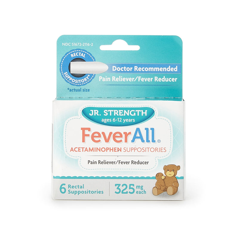 Feverall® Acetaminophen Rectal Suppository, Sold As 6/Box Taro 51672211602