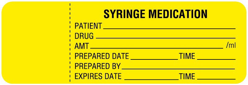 Label, Syringe Medication Ylw 3"X1" (220/Rl), Sold As 1/Roll United Ulcu223