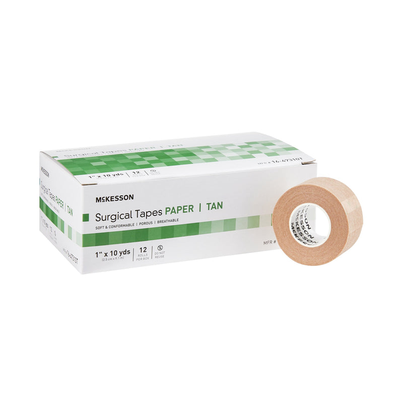 Mckesson Paper Medical Tape, 1 Inch X 10 Yard, Tan, Sold As 12/Box Mckesson 16-47310T