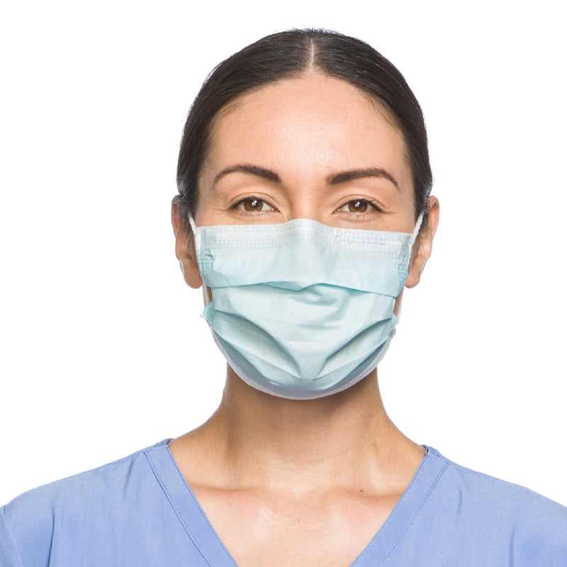 Halyard Procedure Mask, Pleated, One Size Fits Most, Tissue Blue, Non-Sterile, Sold As 500/Case O&M 47080
