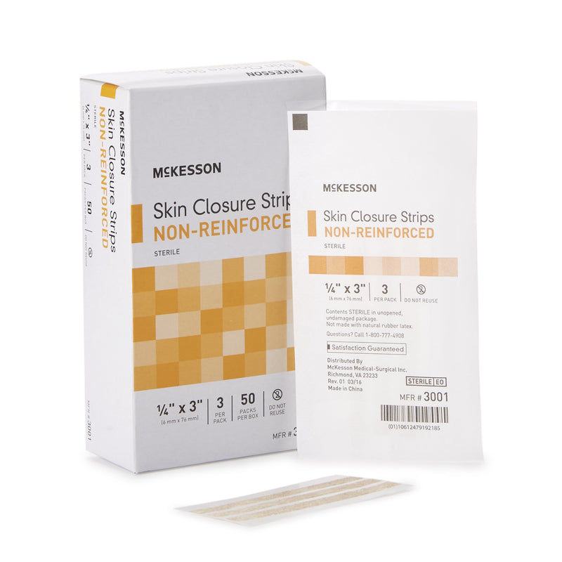 Mckesson Non-Reinforced Skin Closure Strip, 1/4 X 3 Inch, Sold As 50/Box Mckesson 3001